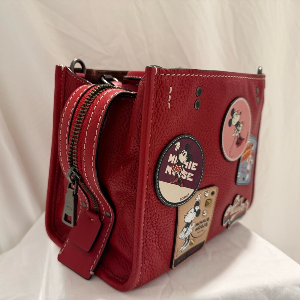 Coach Disney Rogue 25 with Minnie Mouse Patches in Pewter Hardware/1941 Red - Picture 6 of 11